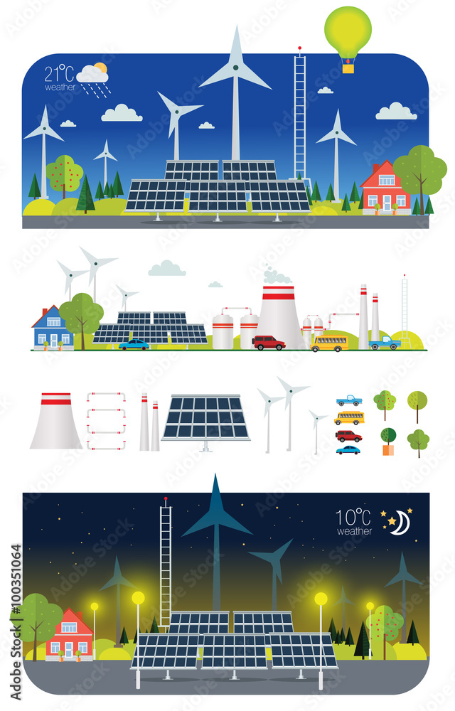 day and night flat infographic eco plant day and night flat infographic eco plant