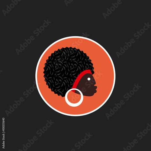 Vector avatar of African woman with traditional hairdress. Isolated background