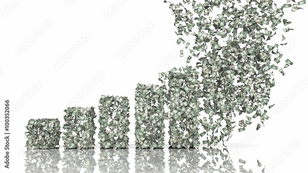 Fototapeta premium Growth graph from dollar banknotes