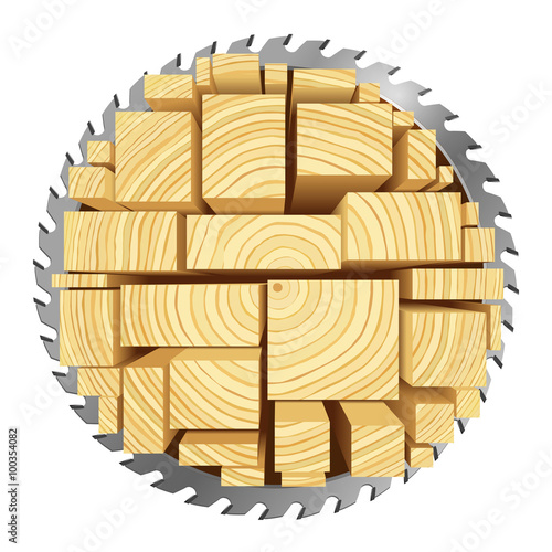 Lumber and wood slice illustration concept