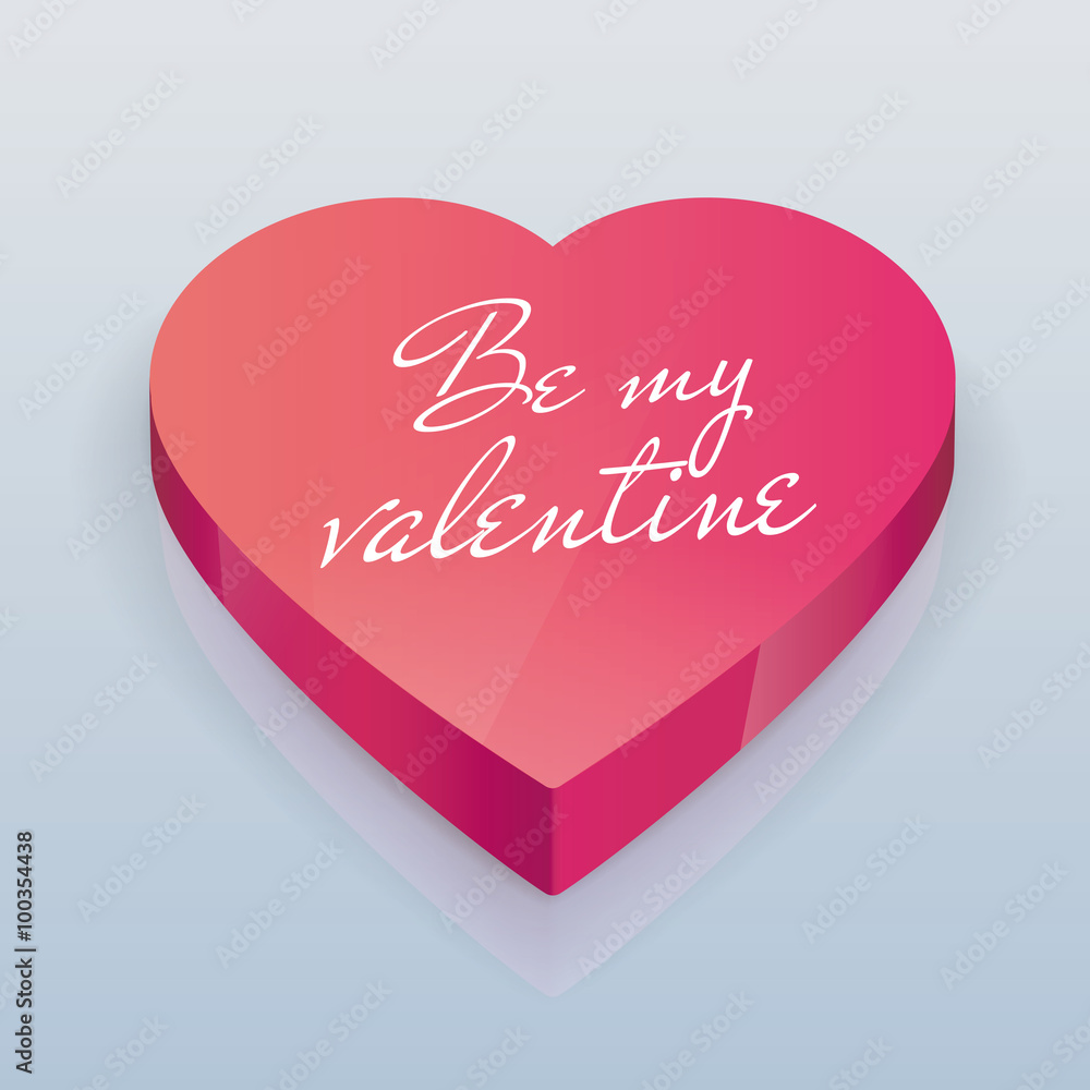 Pink 3D valentine heart. Be my valentine
