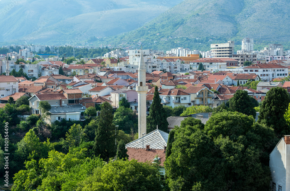 Aerial view on Mostar city, Bosnia and Herzegovina