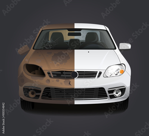 Rust dirty car repair before and after