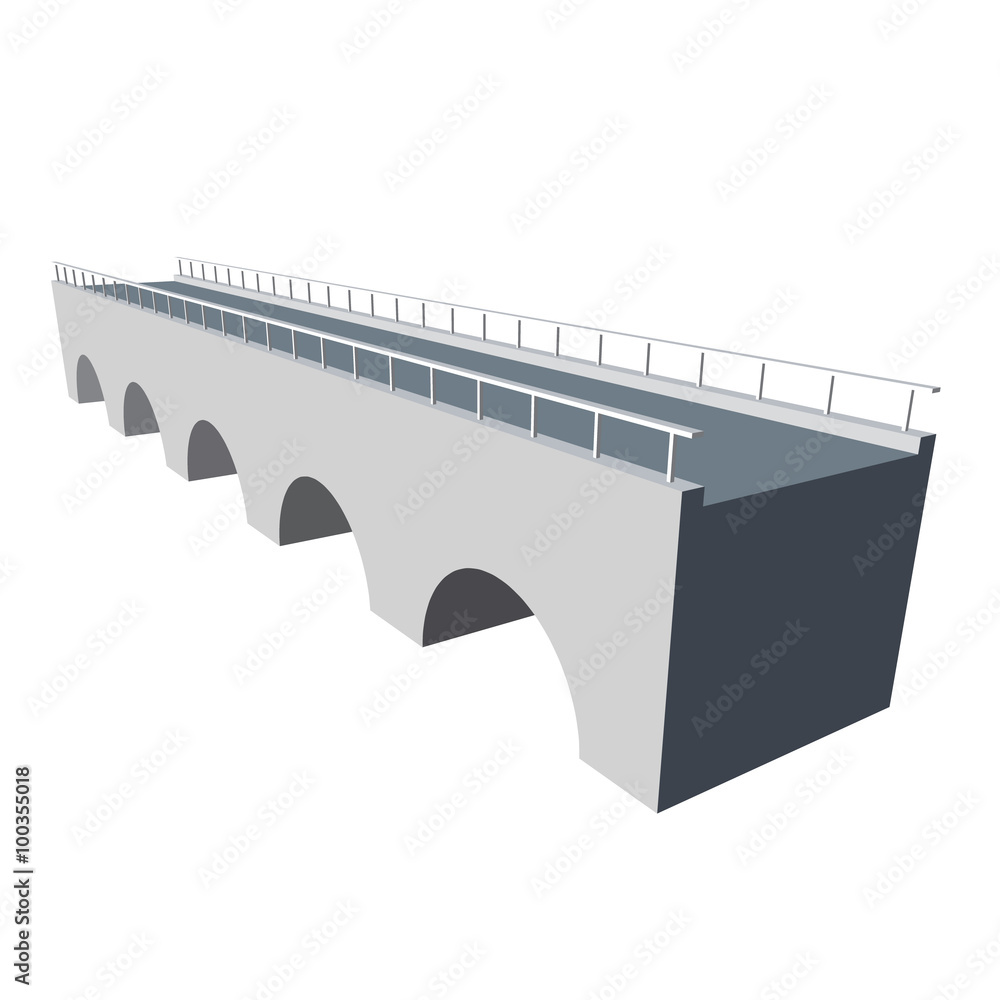 3D bridge isolated on white background. Vector illustration. 3D bridge isolated on white background. Vector illustration.