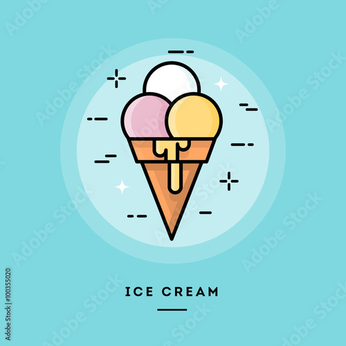 Ice cream, flat design thin line banner, usage for e-mail newsletters, web banners, headers, blog posts, print and more
