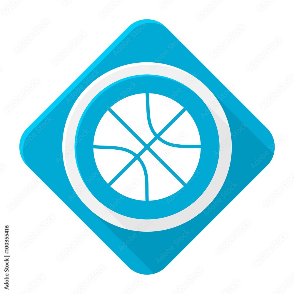Blue icon basketball with long shadow Blue icon basketball with long shadow