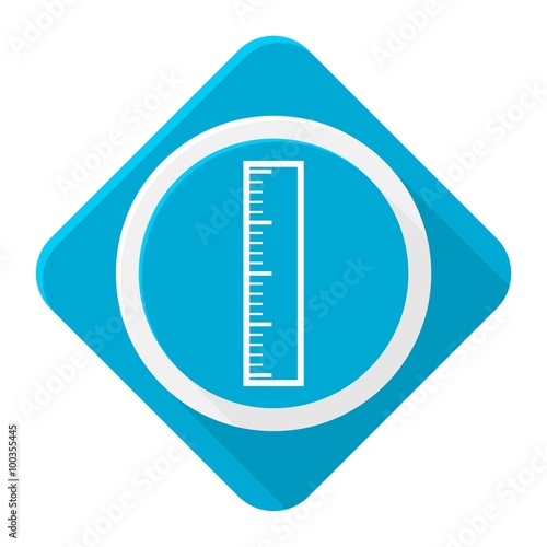 Blue icon ruler with long shadow