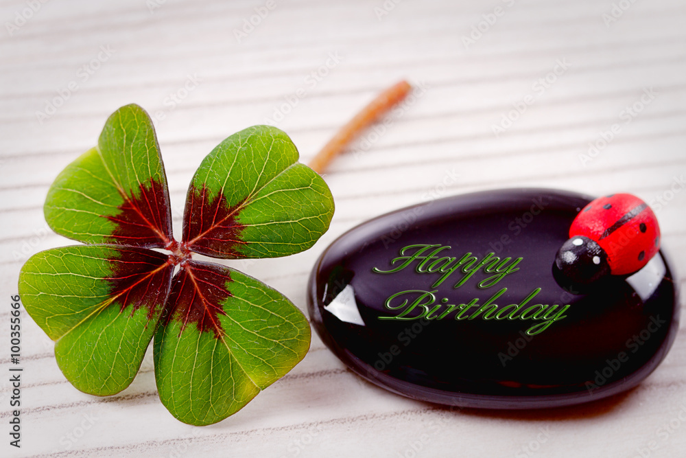 Happy Birthday mit Kleeblatt Stock Photo Adobe Stock
