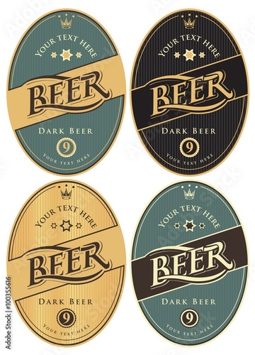 four labels for beer in a retro style