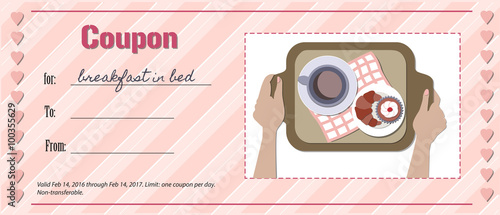 Love coupon for breakfast in bed