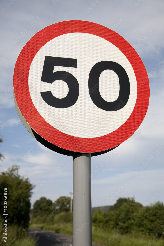 Fifty Speed Limit Sign in Rural Setting