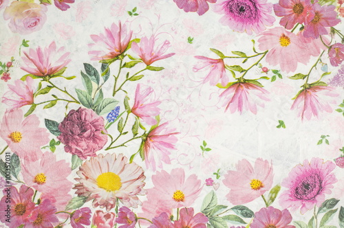 Photo of a decoupage decorated flower pattern