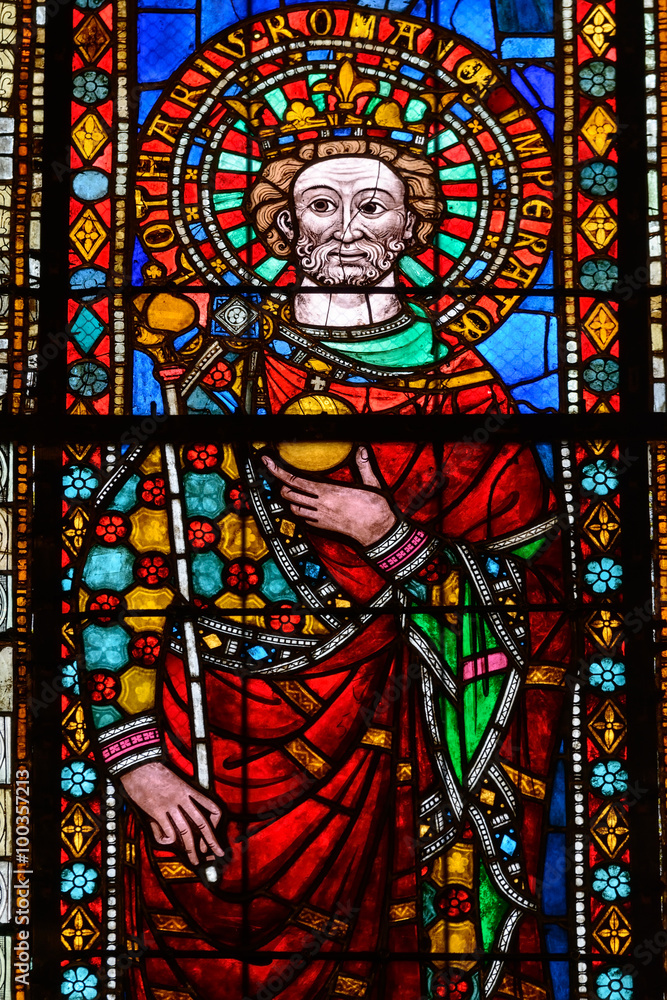Leaded pane at Strasbourg Cathedral, France