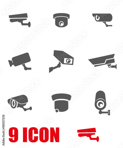 Vector grey security camera icon set. Security Camera Icon Object, Security Camera Icon Picture, Security Camera Icon Image - stock vector