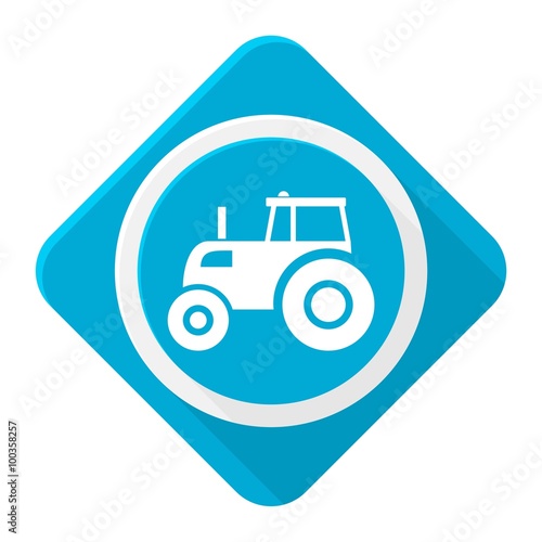 Blue icon tractor with long shadow