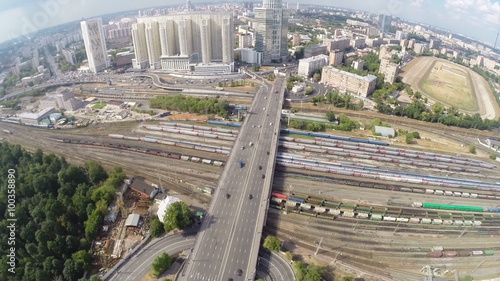 Panoramic spin of above Presnensky district near Begovaya station im Moscow