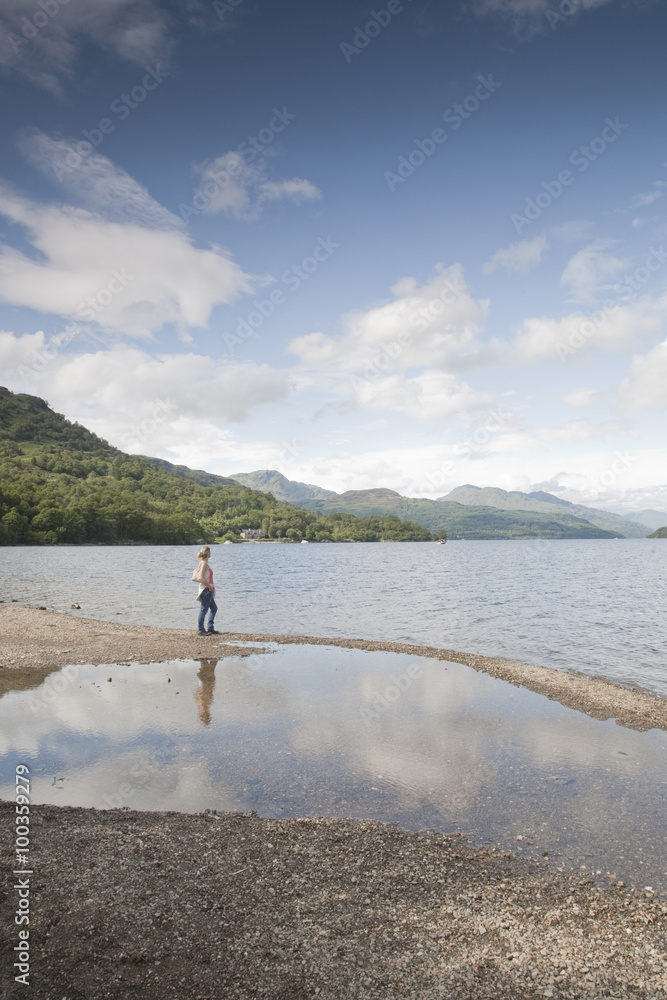 Woman at Loch Lomond; Scotland; UK