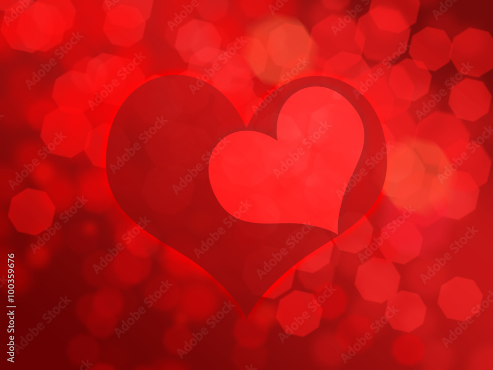 Red hearts on a bright background bokeh
