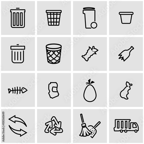 Vector line garbage icon set. Garbage Icon Object, Garbage Icon Picture, Garbage Icon Image - stock vector