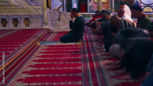 Royalty Free Stock Video Footage of kneeling muslim men filmed in Israel at 4k with Red.