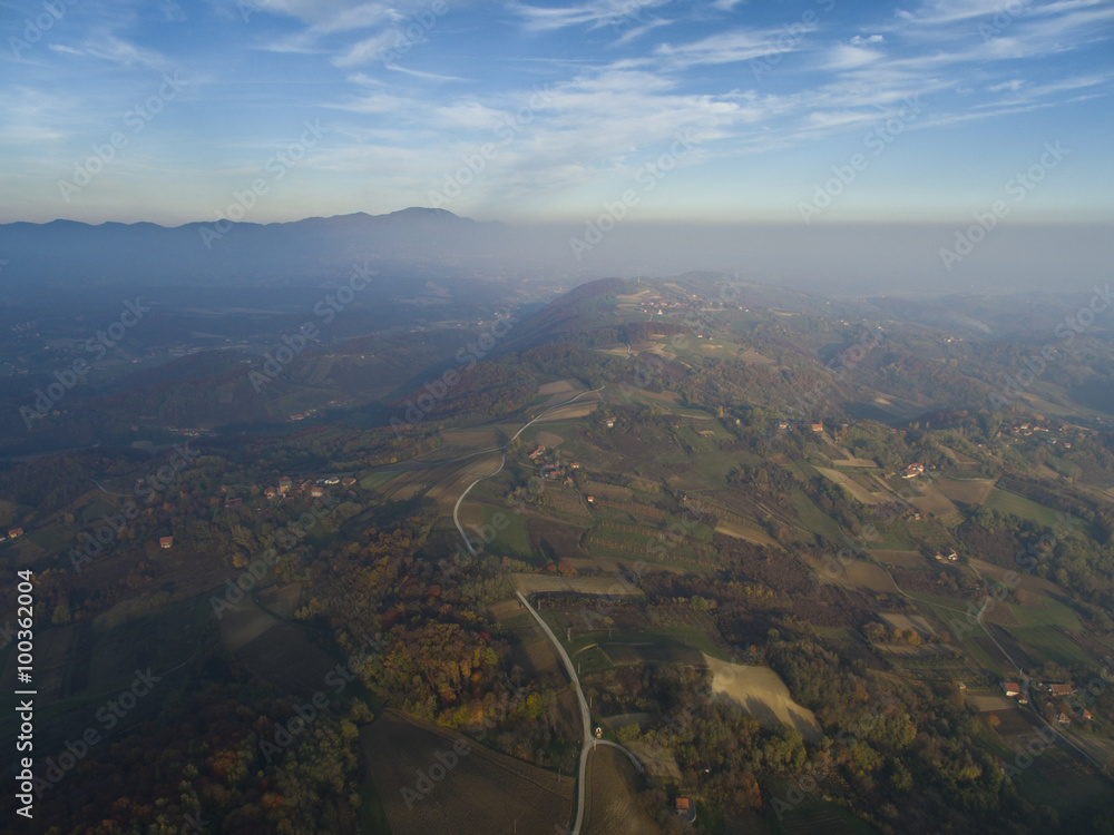 Green hills from air