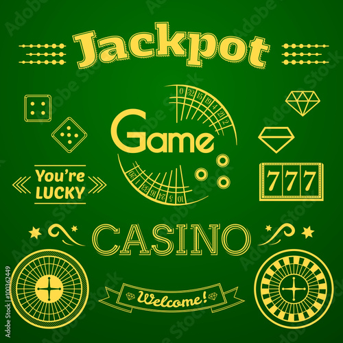 Casino logo and label set game vector illustration