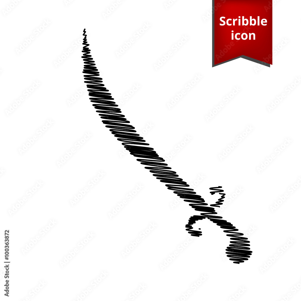 Saber black icon. Vector illustration with chalk effect Saber black icon. Vector illustration with chalk effect
