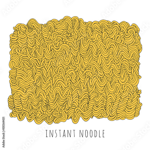 Vector instant noodle block. Hand drawn fast food illustration
