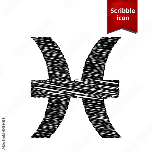 Zodiac sign Pisces with pen effect