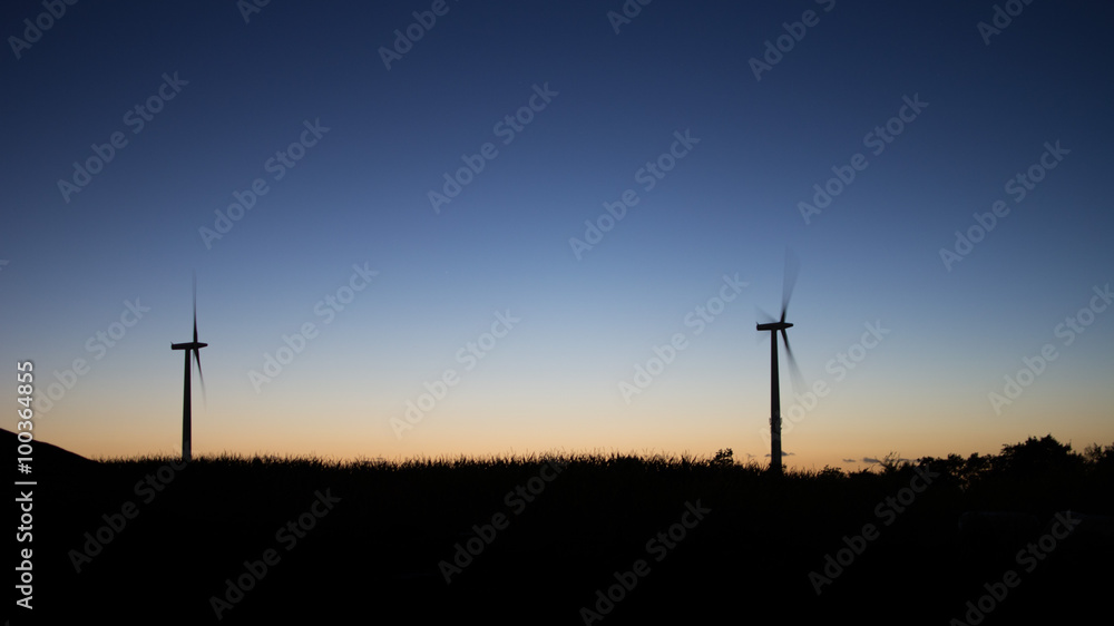 Obraz premium Windenergie im Sonnenuntergang