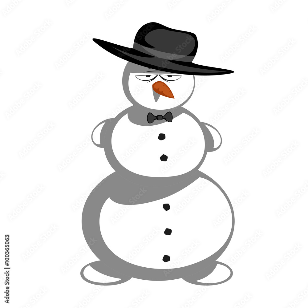 Mr snowman - Gangster edition (snowman with tie and gangster hat). Mr snowman - Gangster edition (snowman with tie and gangster hat).