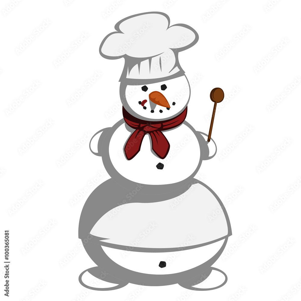 Mr snowman - Snowman is a master chef (with a kitchen spoon an apron and a chef hat). Mr snowman - Snowman is a master chef (with a kitchen spoon an apron and a chef hat).