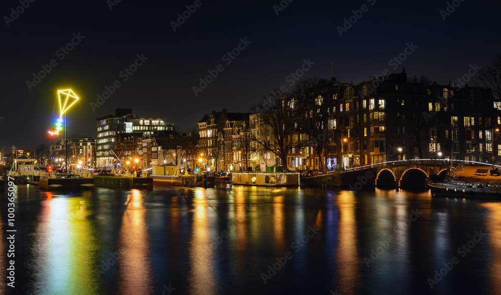 Cityscape night, Amsterdam.