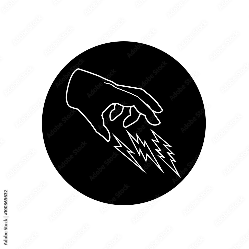Illustration of hand and thunder Illustration of hand and thunder