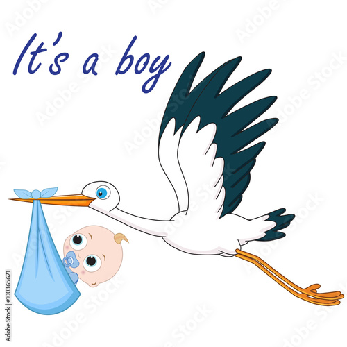Stork and baby boy