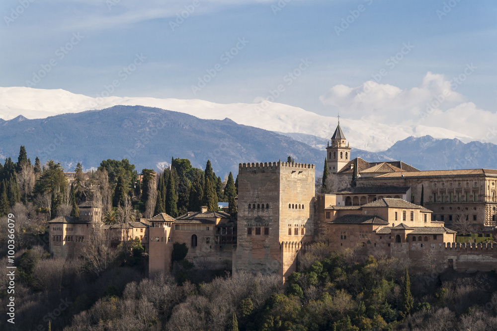 Real view of the famous Alhambra, Granada, Spain.