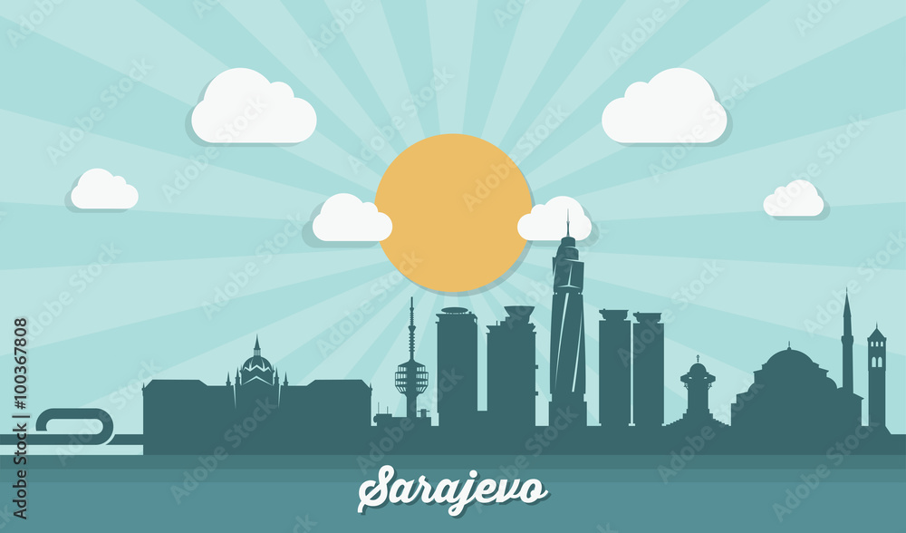 Sarajevo skyline - flat design