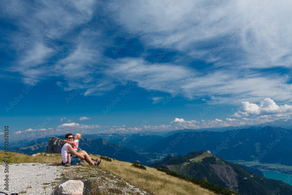 Mother and son in the Alps