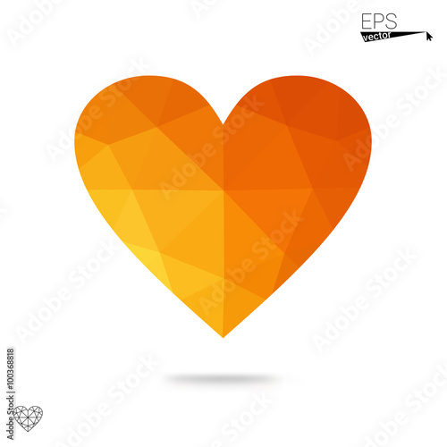 Orange heart isolated on white background.