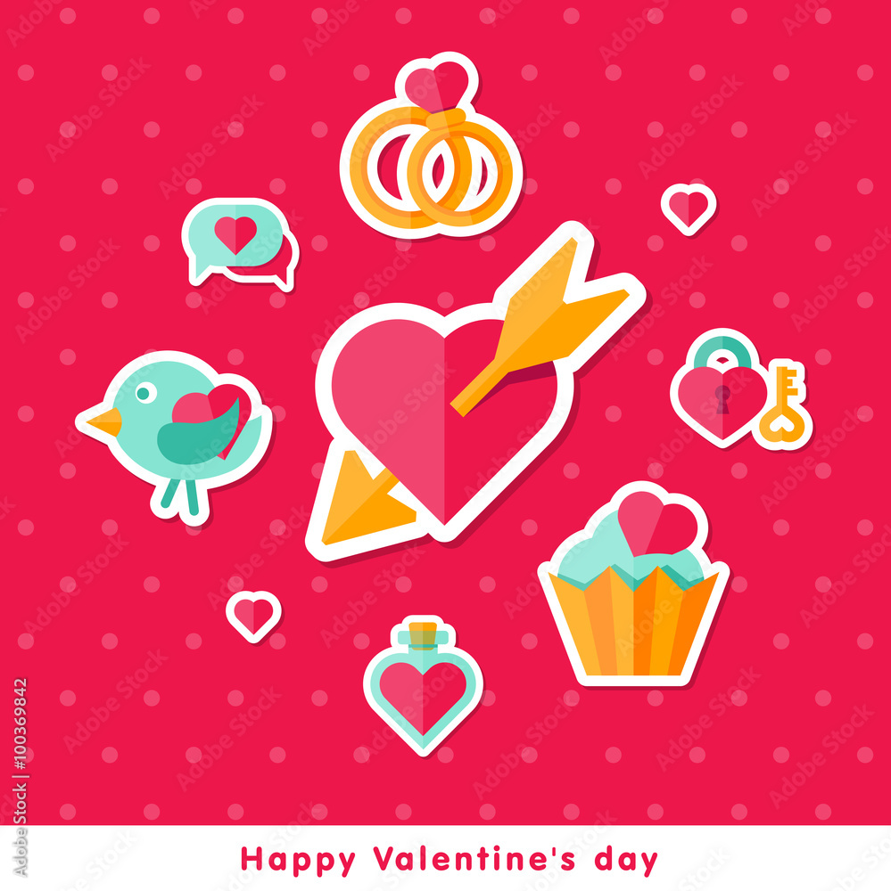 Valentine background with flat elements Valentine background with flat elements