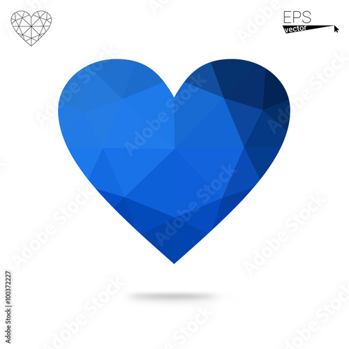 Blue heart isolated on white background.
