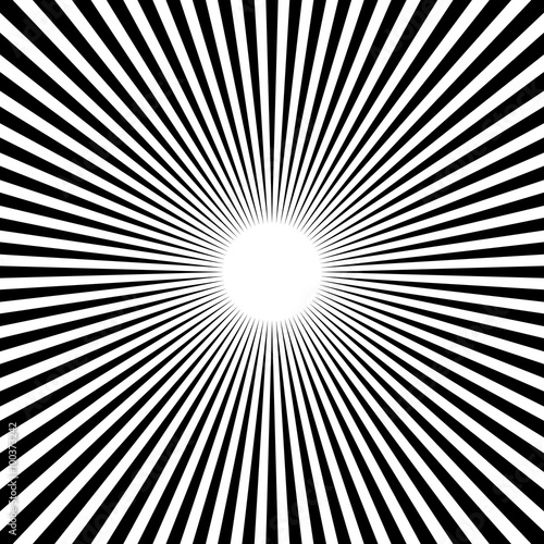 Bursting, radiating lines. Converging, pointed abstract element.