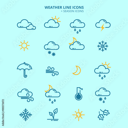 Forecast Weather and Seasonable Icons Set