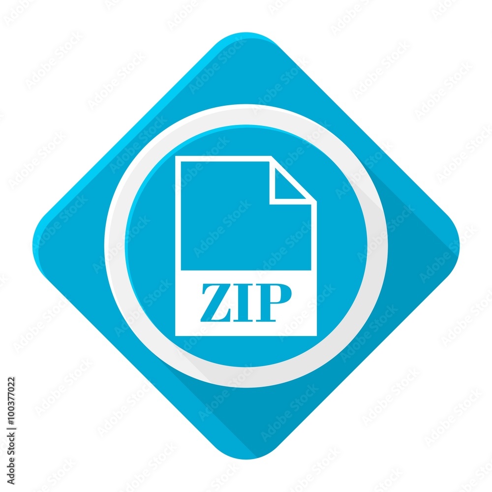 Blue icon zip file with long shadow Blue icon zip file with long shadow