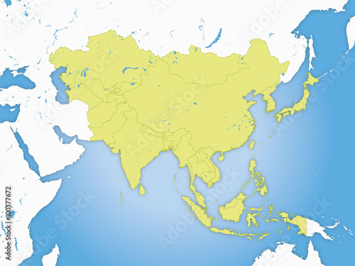 Carte asie, frontières et fleuve