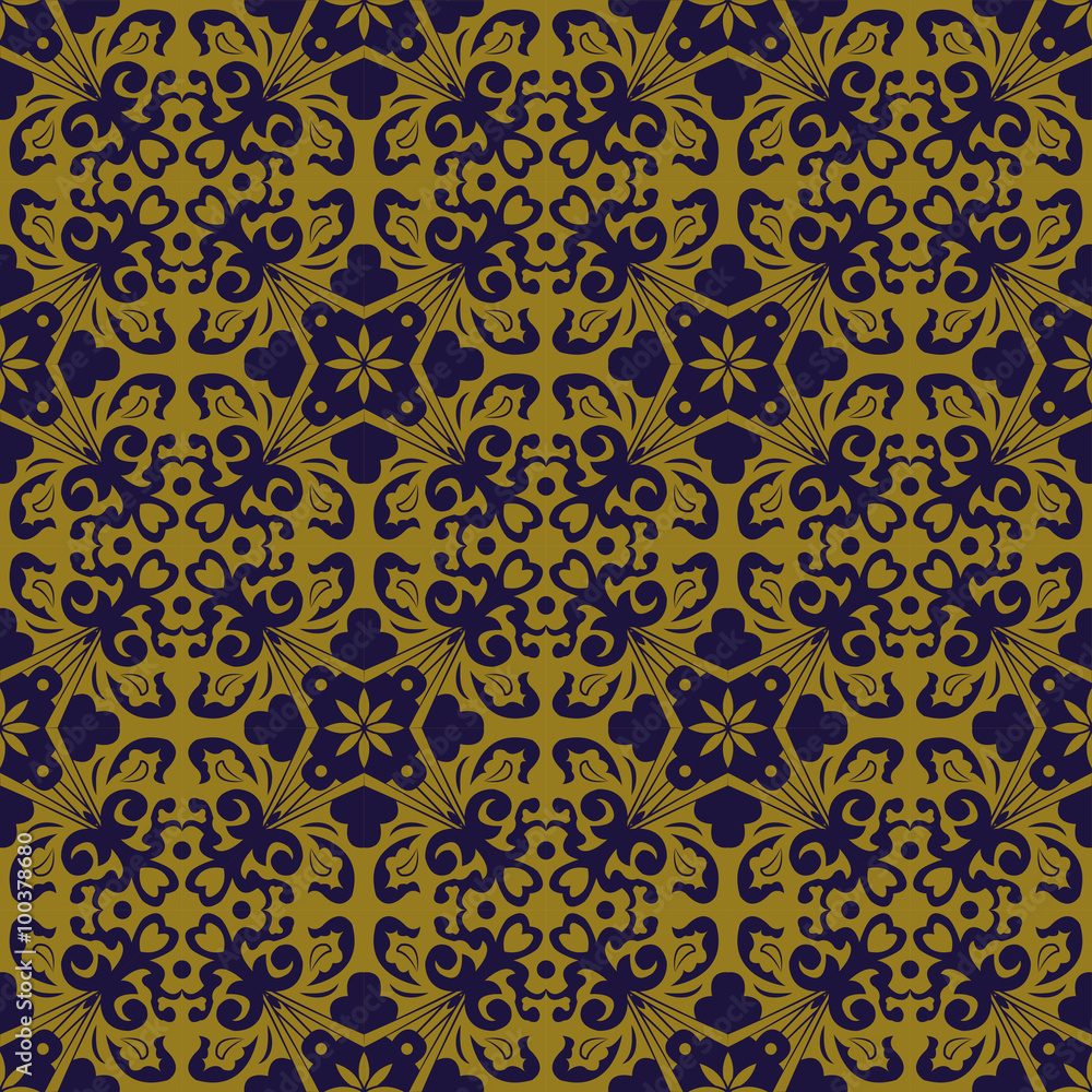 Elegant antique background image of spiral leaf kaleidoscope pattern.
