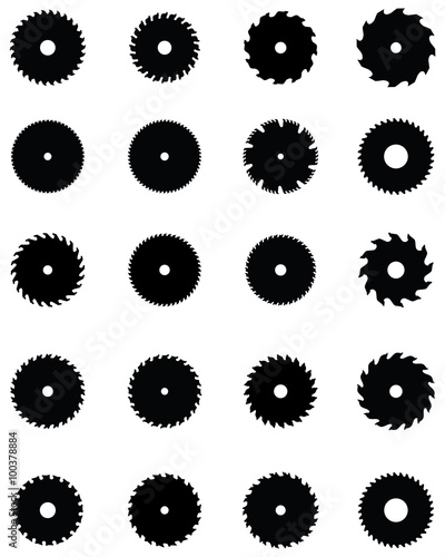 Silhouettes of circular saw blades, vector 