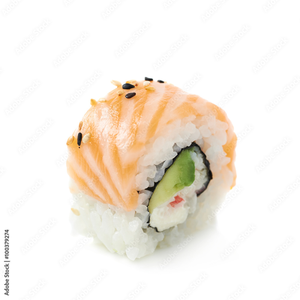 California salmon roll sushi isolated California salmon roll sushi isolated