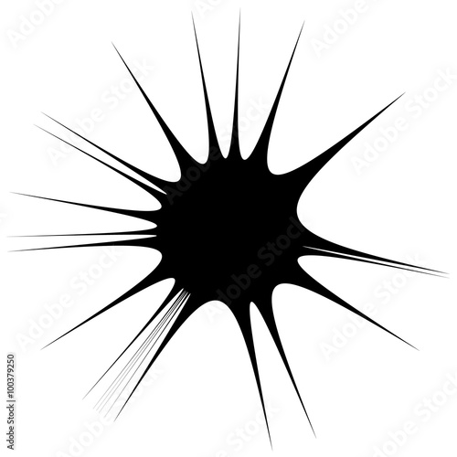 Abstract spiky, pointed shape. Monochrome vector graphics.