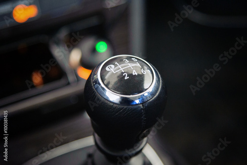 Manual six gear car transmission shiftier 